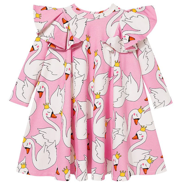 Kukukid PomPom Dress | Pink Swans