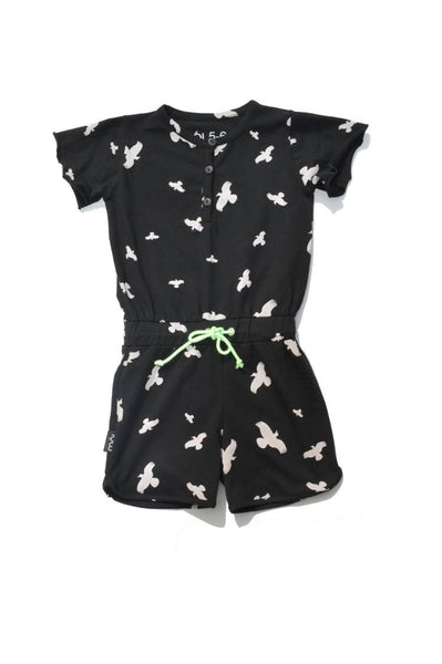 Moi Birdy Jumpsuit | Black - Green Hearts Pink