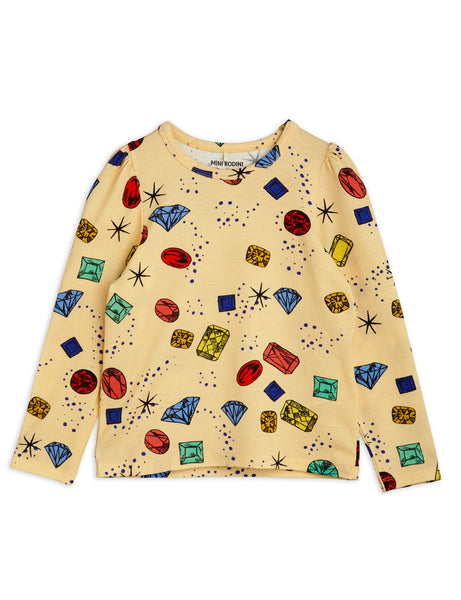 Mini Rodini Jewels AOP LS Tee | Yellow