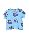 Mini Rodini Plum AOP SS Tee | Blue