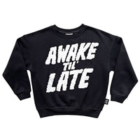 Little Man Happy AWAKE TILL LATE SWEATSHIRT | BLACK