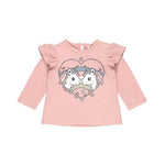 Huxbaby Unicorn Hearts Frill Top | Dusty Rose