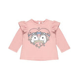Huxbaby Unicorn Hearts Frill Top | Dusty Rose