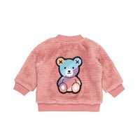 Huxbaby Rainbow Bear Fur Jacket | Dusty Rose