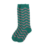 Jelly Mallow Zigzag Knee Socks | Green