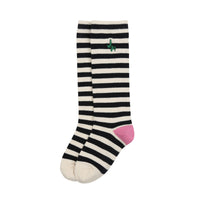 Jelly Mallow Striped Knee Socks | Navy