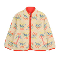 Jelly Mallow Glasses Fleece Zip-Up Jacket | Cream