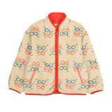 Jelly Mallow Glasses Fleece Zip-Up Jacket | Cream