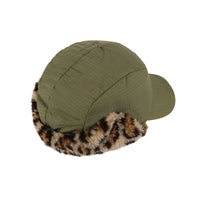 Jelly Mallow Leopard Ear Warmer Cap  | Khaki