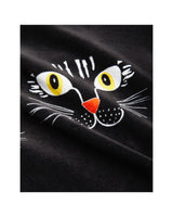 Mini Rodini Cat Face AOP Velour Sweater | Black