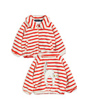 Mini Rodini Angry Cat Stripe Faux Fur Jacket | Red