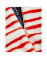 Mini Rodini Angry Cat Stripe Faux Fur Jacket | Red
