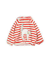 Mini Rodini Angry Cat Stripe Faux Fur Jacket | Red