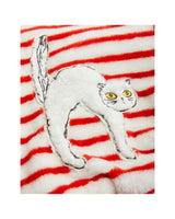 Mini Rodini Angry Cat Stripe Faux Fur Jacket | Red