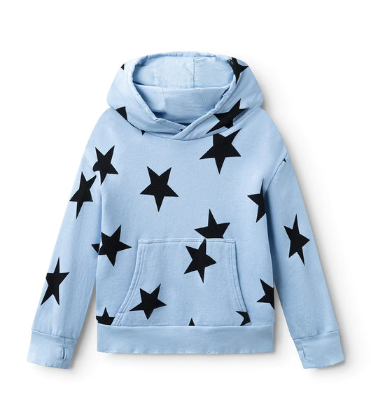 Nununu Star Hoodie Foggy Blue GREEN HEARTS PINK
