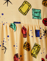 Mini Rodini Jewels AOP LS Dress | Yellow