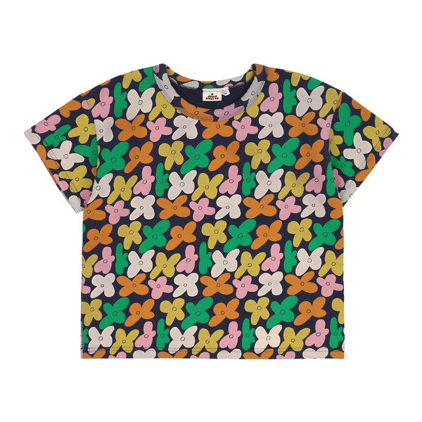 Jelly Mallow Flower Field T-shirt | Navy