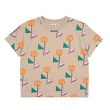 Jelly Mallow Orange Flower T-shirt | Beige