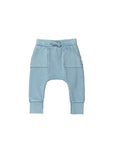 Huxbaby Vintage Terry Drop Crotch Pants | Vintage Dusty Blue