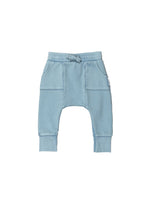 Huxbaby Vintage Terry Drop Crotch Pants | Vintage Dusty Blue