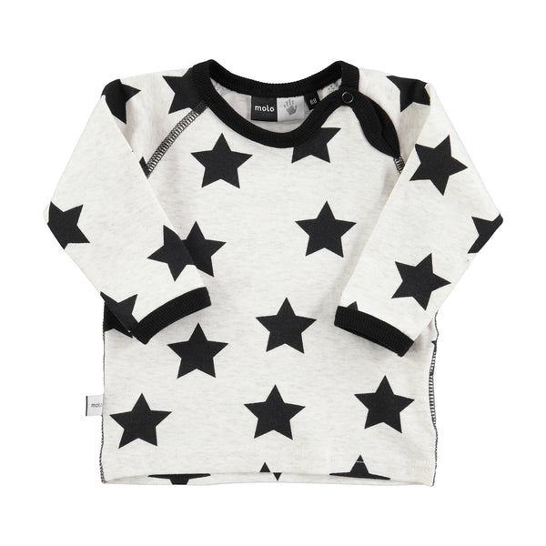 Molo Baby Long Sleeve Shirt | Black Star - Green Hearts Pink