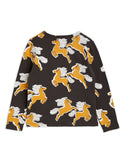 Mini Rodini Horses AOP LS Tee | Black