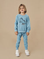 Huxbaby B-Ball Dino Sweatshirt  | Vintage Dusty Blue