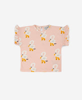 Bobo Choses Baby Pelican All Over Ruffle SS T-Shirt