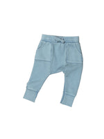 Huxbaby Vintage Terry Drop Crotch Pants | Vintage Dusty Blue