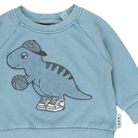 Huxbaby B-Ball Dino Sweatshirt  | Vintage Dusty Blue