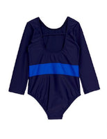 Mini Rodini Butterfly LS Swimsuit | Navy - Green Hearts Pink
