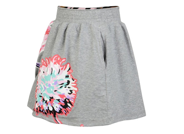 Kenzo Flower Skirt Reversible Grey GREEN HEARTS PINK