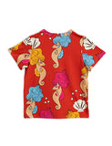 Mini Rodini SS Seahorse Tee | Red - Green Hearts Pink