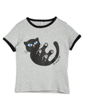 Mini Rodini Baby Cat sp SS Tee | Grey Melange