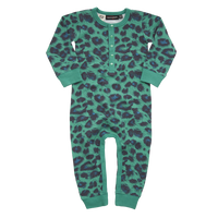 Rock Your Baby Play Suit | Green Leopard - Green Hearts Pink