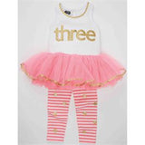 Mud Pie | I'm 3 Tunic & Leggings - Green Hearts Pink