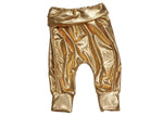 Karen Brost Baby Track Pants | Gold Lame - Green Hearts Pink