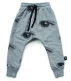 Nununu Eye Baggy Pants | Heather Grey - Green Hearts Pink