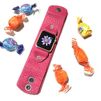 Lux Leather Cuff | Candy Apples - Green Hearts Pink