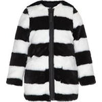 Molo Hilarie Jacket | Black and White Stripe - Green Hearts Pink