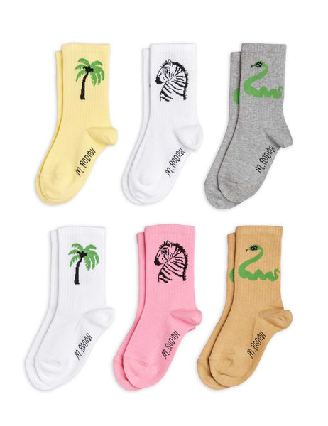 Mini Rodini Zebra 6-Pack Socks | Multi