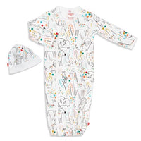 Magnificent Baby | Pop Jungle Magnetic Gown Set - Green Hearts Pink