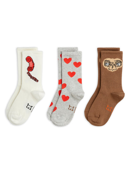 Mini Rodini E.T. 3-Pack Socks | Grey Melange