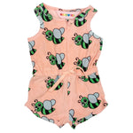 Hugo Loves Tiki Terry Zipper Romper | Peach Bees