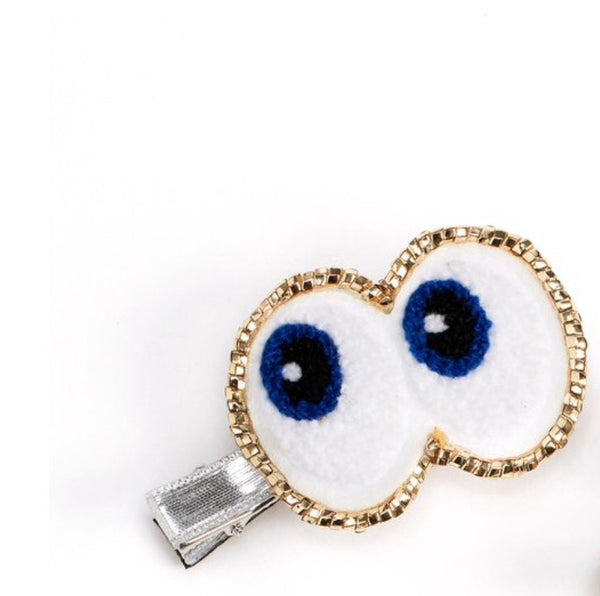 OOAHOOAH Hair Clip | Chenille Eyes - Green Hearts Pink