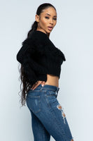 Off the Shoulder Fringe Crop Top - Green Hearts Pink