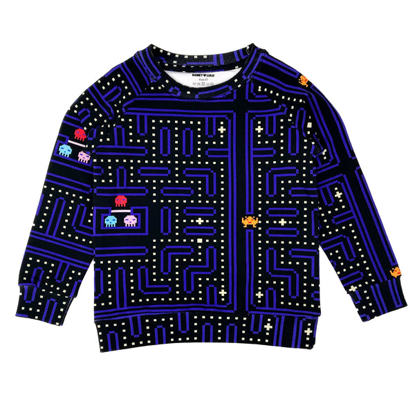 Romey Loves Lulu Sweatshirt Vintage Video Game GREEN HEARTS PINK