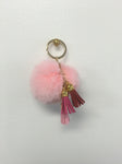 Fur Pom Pom + Tassels | Pink - Green Hearts Pink