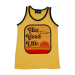 Tiny Whales Good Life Tank Top | Tri Yellow - Green Hearts Pink