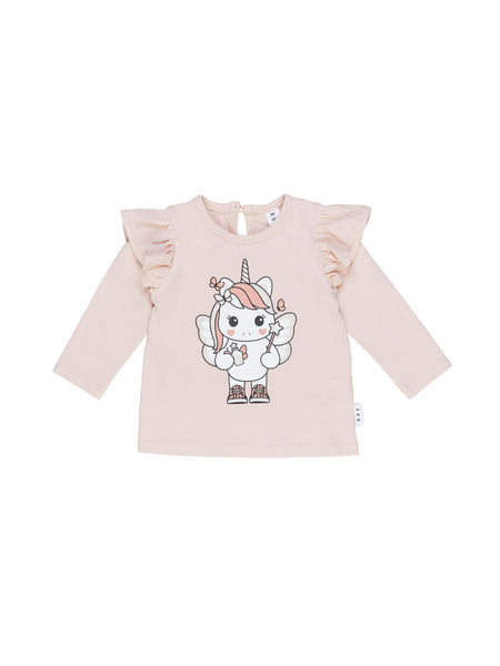 Huxbaby Fairy Unicorn Frill Top  | Peach